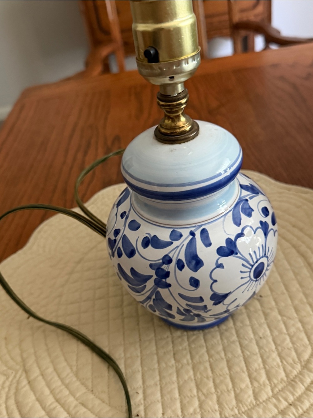 Blue and White Floral Ceramic Table Lamp - Classic Home Accent